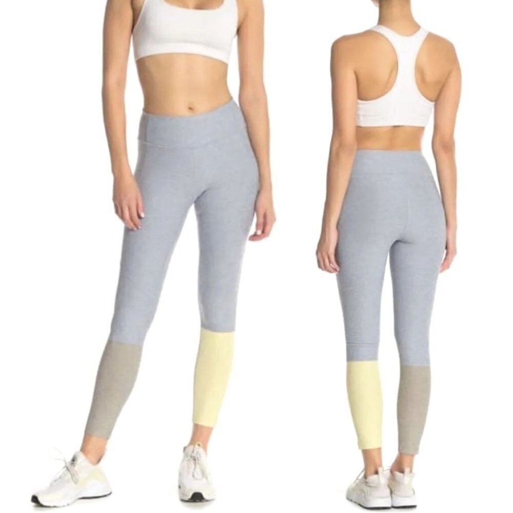 Outdoor Voices Blue And Yellow Dipped Warmup Athletic Leggings Size‎ XS NWT
